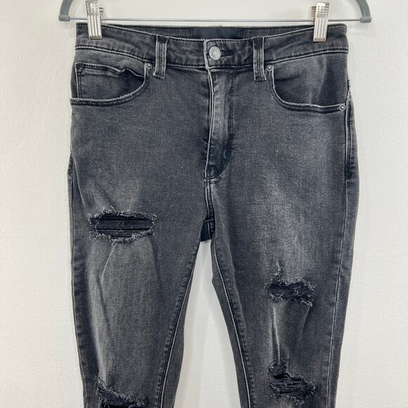 Abrand Dropped Skinny Jeans Debaser Gray Black Shred Distressed Pocket Size 29 - Picture 3 of 9
